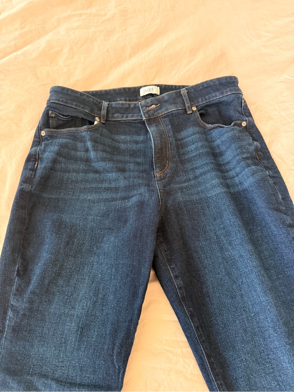 LOFT Curvy Skinny Jeans - Dark Blue Denim